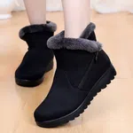 Women's Faux Fur Side Zip Snow Boots - Black and Brown - Available at AfnoBazar Nepal