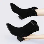 Women's Slouchy Suede Ankle Boots with Studs - Black - Available at AfnoBazar Nepal
