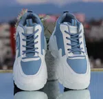 Women's Korean Style Chunky Heel Sneakers - White and Blue - Available at AfnoBazar Nepal
