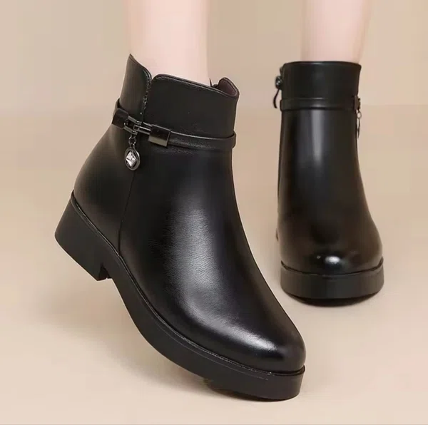 Women's Genuine Leather Zip Ankle Boots - Available at AfnoBazar Nepal