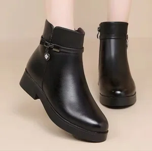 Women's Genuine Leather Zip Ankle Boots - Available at AfnoBazar Nepal