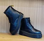 Women's Lace-Up Platform Martin Boots - Black - Available at AfnoBazar Nepal