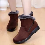 Women's Faux Fur Side Zip Snow Boots - Black and Brown - Available at AfnoBazar Nepal