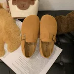 Women's Camel Brown Suede Buckle Loafers - Available at AfnoBazar Nepal
