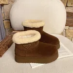 Women's Fur-Lined Suede Winter Boots - Coffee - Available at AfnoBazar Nepal