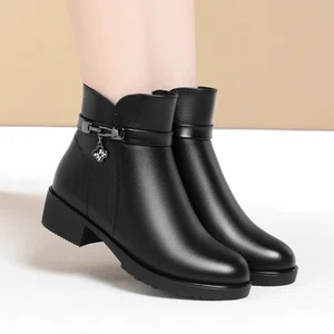 Women's Genuine Leather Zip Ankle Boots with High Heel - Available at AfnoBazar Nepal