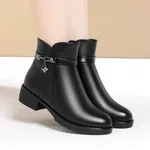 Women's Genuine Leather Zip Ankle Boots with High Heel - Available at AfnoBazar Nepal