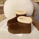 Women's Fur-Lined Suede Winter Boots - Coffee - Available at AfnoBazar Nepal