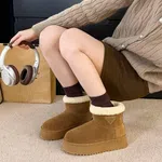 Women's Fur-Lined Suede Winter Boots - Brown and Camel - Available at AfnoBazar Nepal