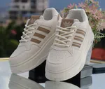 Women's Three-Stripe Platform Sneakers - Beige and Brown - Available at AfnoBazar Nepal