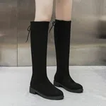 Women's Black Mid-Calf Boots - Available at AfnoBazar Nepal