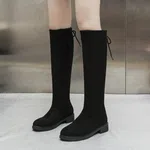 Women's Black Mid-Calf Boots - Available at AfnoBazar Nepal