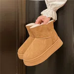 Women's Fur-Lined Suede Winter Boots - Black and Camel - Available at AfnoBazar Nepal