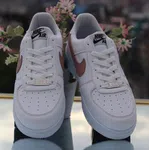 Women's Low-Top Leather Sneakers with Rose Gold Accent - White - Available at AfnoBazar Nepal