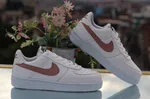Women's Low-Top Leather Sneakers with Rose Gold Accent - White - Available at AfnoBazar Nepal