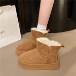 Women's Fur-Lined Suede Platform Winter Boots - Camel - Available at AfnoBazar Nepal