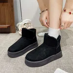 Women's Fur-Lined Suede Winter Boots - Black - Available at AfnoBazar Nepal