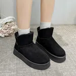 Women's Fur-Lined Suede Winter Boots - Black - Available at AfnoBazar Nepal