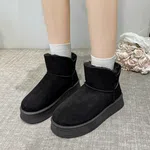 Women's Fur-Lined Suede Winter Boots - Black - Available at AfnoBazar Nepal
