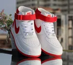 Women's High-Top Sneakers with Red Strap - White and Red - Available at AfnoBazar Nepal