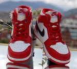 Women's High-Top Sneakers - Red, White and Black - Available at AfnoBazar Nepal