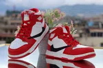Women's High-Top Sneakers - Red, White and Black - Available at AfnoBazar Nepal