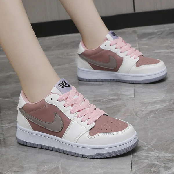 Women's Low-Top Sneakers - Dusty Pink and White - Available at AfnoBazar Nepal