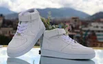 Women's Mid-Top Sneakers with Ankle Strap - All White - Available at AfnoBazar Nepal