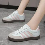 Women's Retro Low-Top Sneakers with Gum Sole - White and Pink - Available at AfnoBazar Nepal