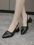 Women's Black Block Heel Slingback Shoes - Available at AfnoBazar Nepal