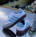 Women's Leather Low-Top Sneakers - Blue and White - Available at AfnoBazar Nepal