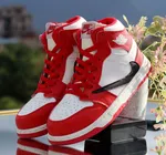 Women's High-Top Sneakers - Red, White and Black - Available at AfnoBazar Nepal