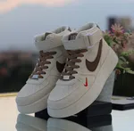 Women's Mid-Top Sneakers with Ankle Strap - Beige and Brown - Available at AfnoBazar Nepal