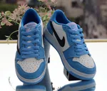 Women's Low-Top Sneakers with Black Side Panel - Blue and Cream - Available at AfnoBazar Nepal