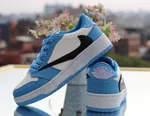 Women's Low-Top Sneakers with Black Side Panel - Blue and Cream - Available at AfnoBazar Nepal