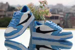 Women's Low-Top Sneakers with Black Side Panel - Blue and Cream - Available at AfnoBazar Nepal