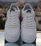 Women's Low-Top Leather Sneakers with Rose Gold Accent - White - Available at AfnoBazar Nepal