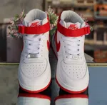 Women's High-Top Sneakers with Red Strap - White and Red - Available at AfnoBazar Nepal