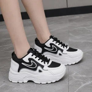 Women's Korean Style Wedge Heel Sneakers - Black - Available at AfnoBazar Nepal