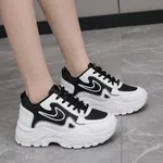 Women's Korean Style Wedge Heel Sneakers - Black - Available at AfnoBazar Nepal