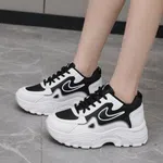 Women's Korean Style Wedge Heel Sneakers - Black - Available at AfnoBazar Nepal
