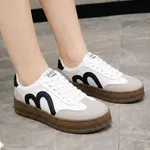 Women's Korean Style Retro Sneakers with Gum Sole - Black and White - Available at AfnoBazar Nepal