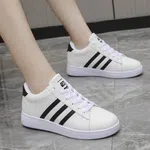 Women's Three-Stripe Casual Sneakers - White and Black - Available at AfnoBazar Nepal