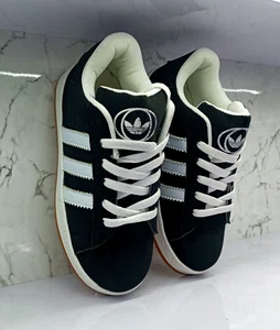 Men's Suede Three-Stripe Sneakers - Black and White - Available at AfnoBazar Nepal