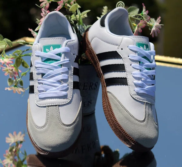 Men's Retro Low-Top Leather Sneakers - White and Black - Available at AfnoBazar Nepal