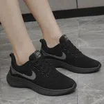 Women's Knit Running Sneakers - All Black - Available at AfnoBazar Nepal