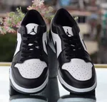 Women's Low-Top Leather Sneakers - Black and White - Available at AfnoBazar Nepal