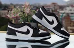 Men's Low-Top Leather Sneakers - Black and White - Available at AfnoBazar Nepal