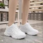 Women's Korean Style Wedge Heel Sneakers - Black, Grey and White - Available at AfnoBazar Nepal