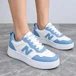 Women's Korean Style Sneakers with Letter Logo - Blue and White - Available at AfnoBazar Nepal